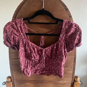 Floral Red Puff Sleeve Top